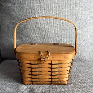 Wooden Basket with Handle and plastic liner